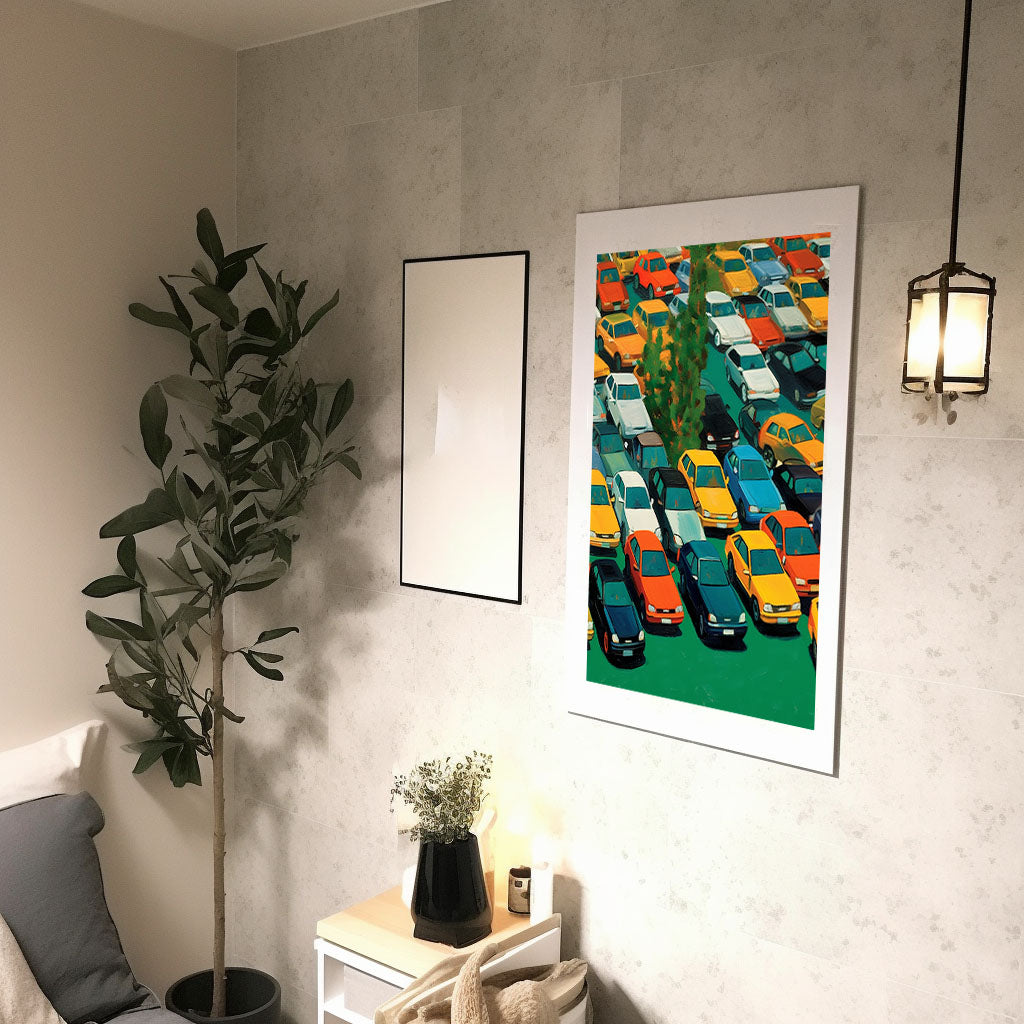 車のアートポスター廊下配置イメージ