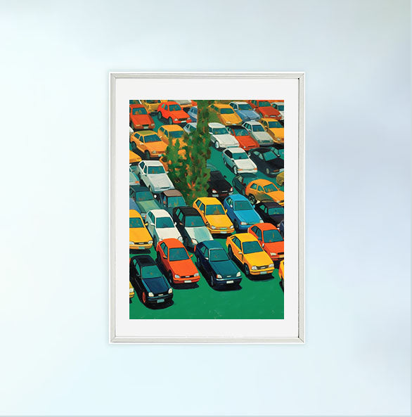 車のアートポスター白フレームあり