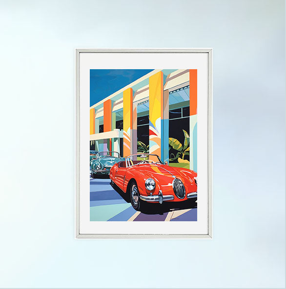 車のアートポスター銀フレームあり