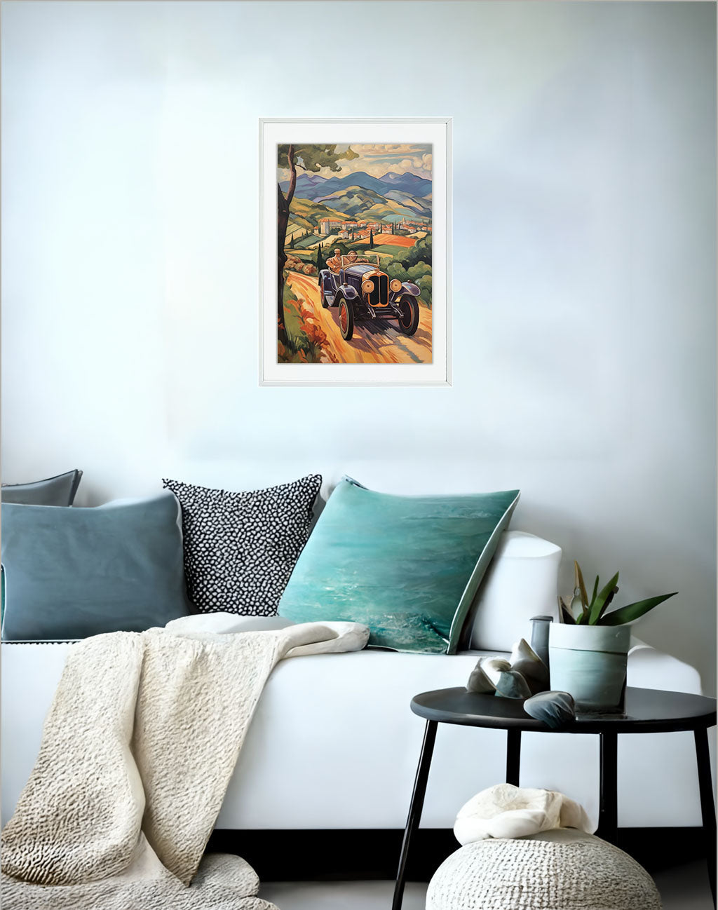 車のアートポスターソファ配置イメージ