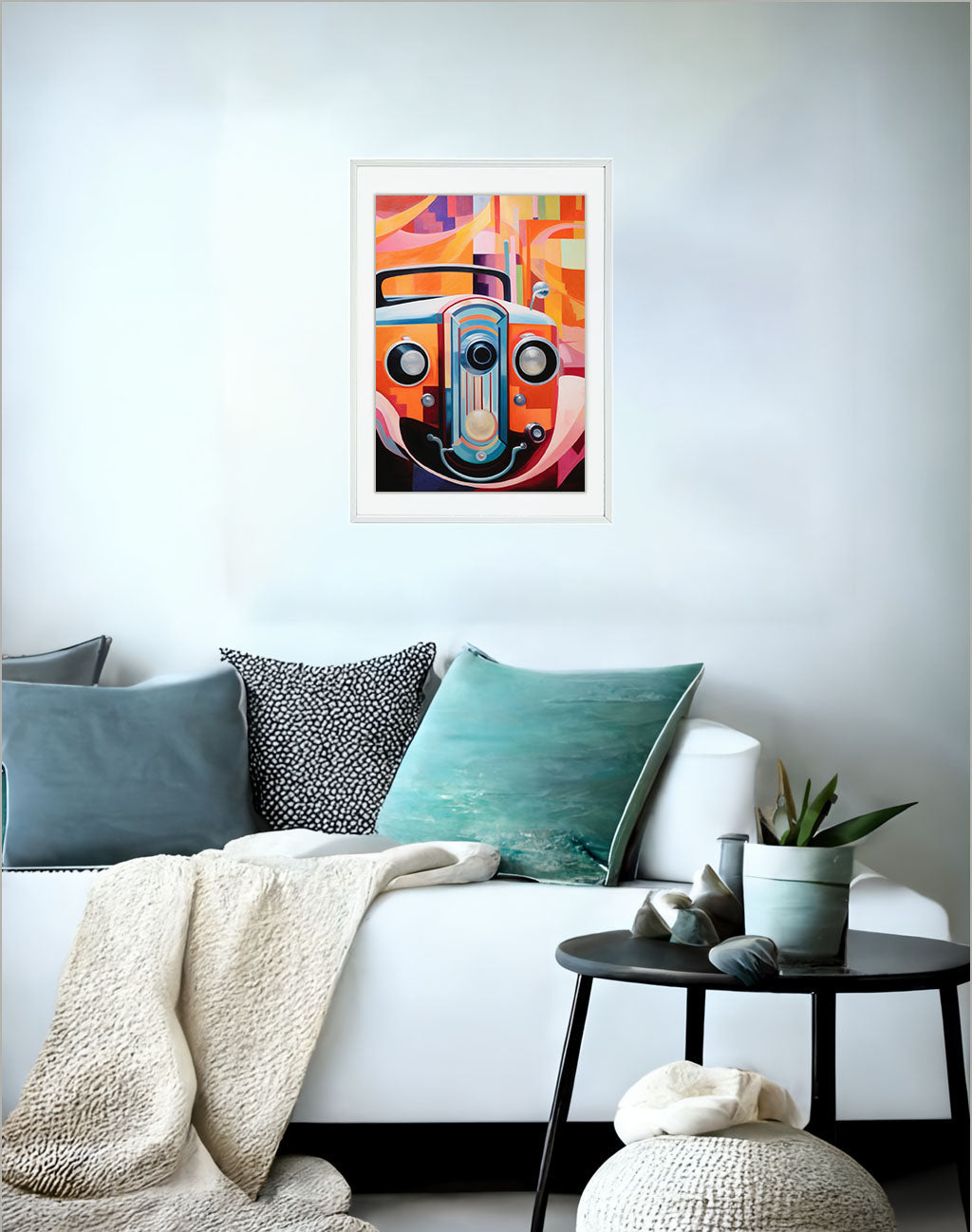 車のアートポスターソファ配置イメージ