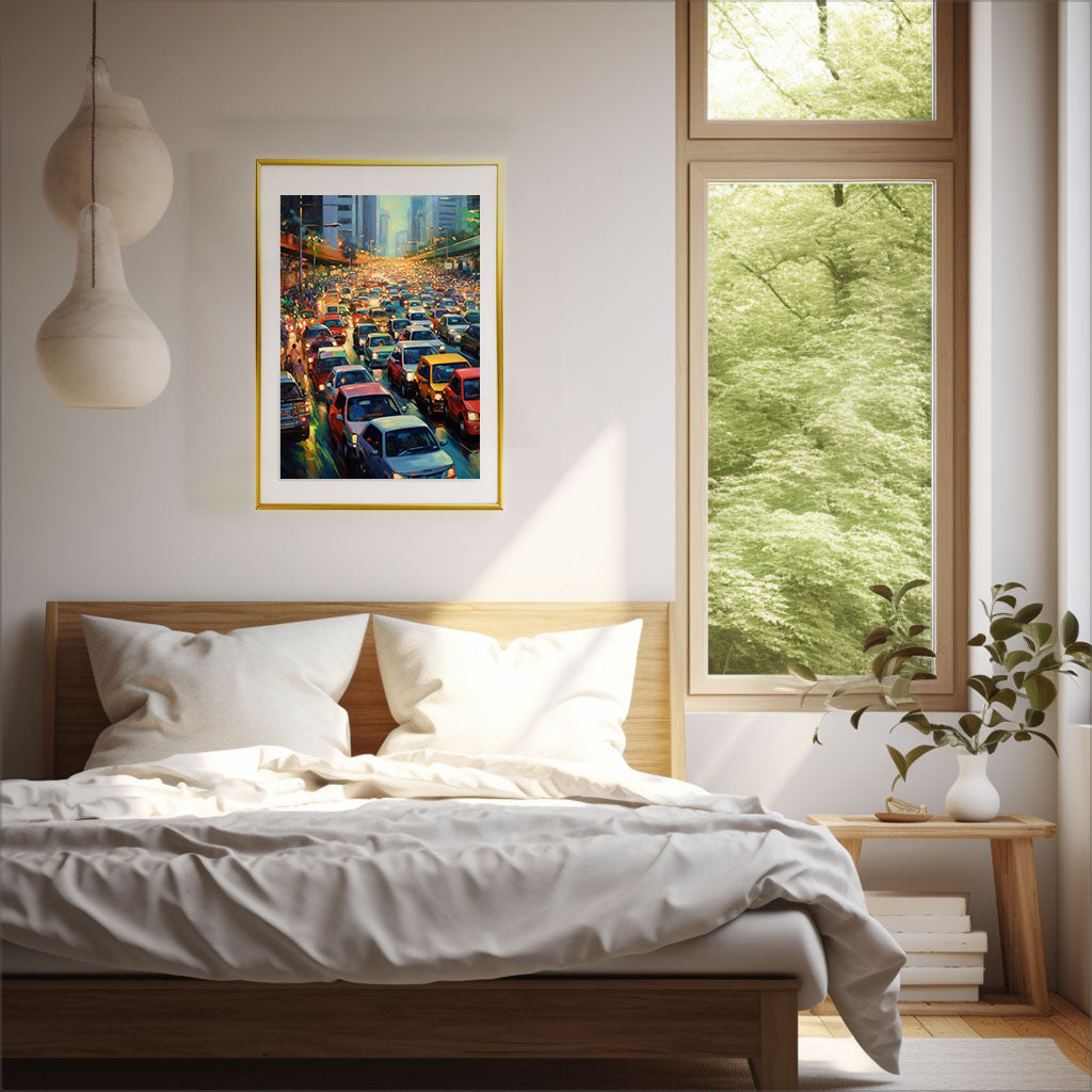 車のアートポスター寝室配置イメージ