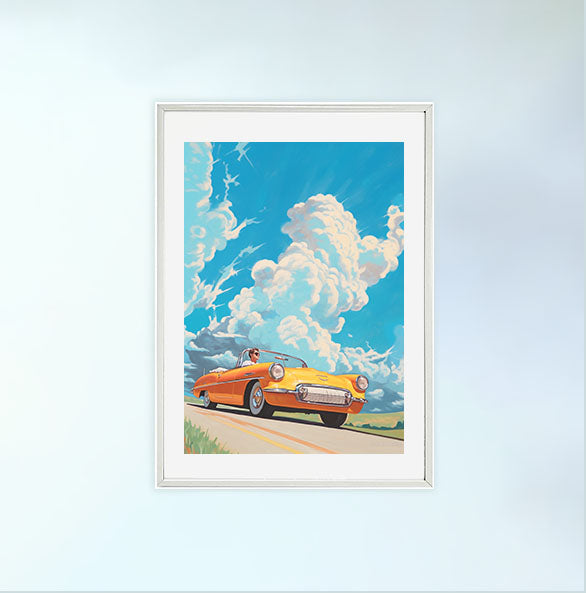 車のアートポスター白フレームあり