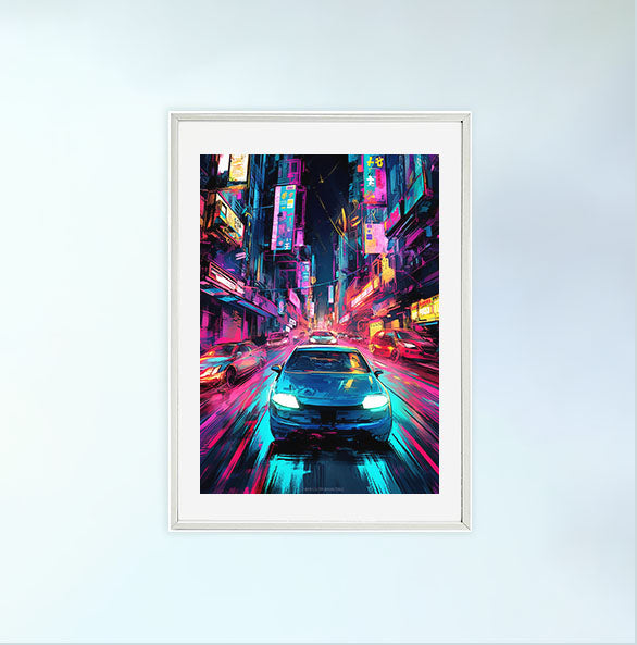 車のアートポスター白フレームあり