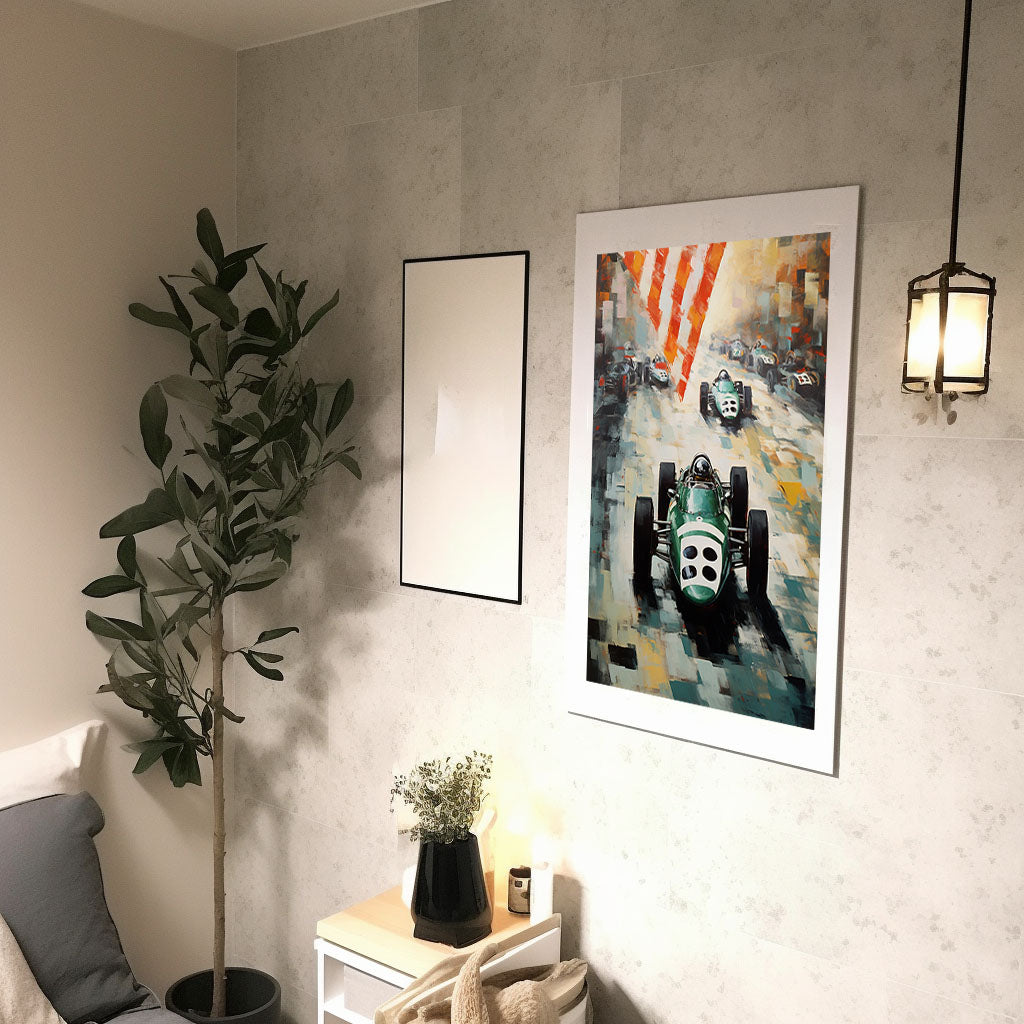 車のアートポスター廊下配置イメージ