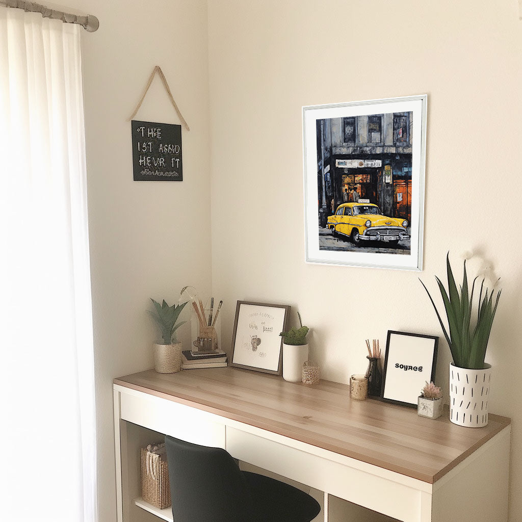 車のアートポスター机配置イメージ