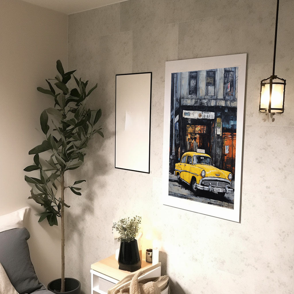 車のアートポスター廊下配置イメージ