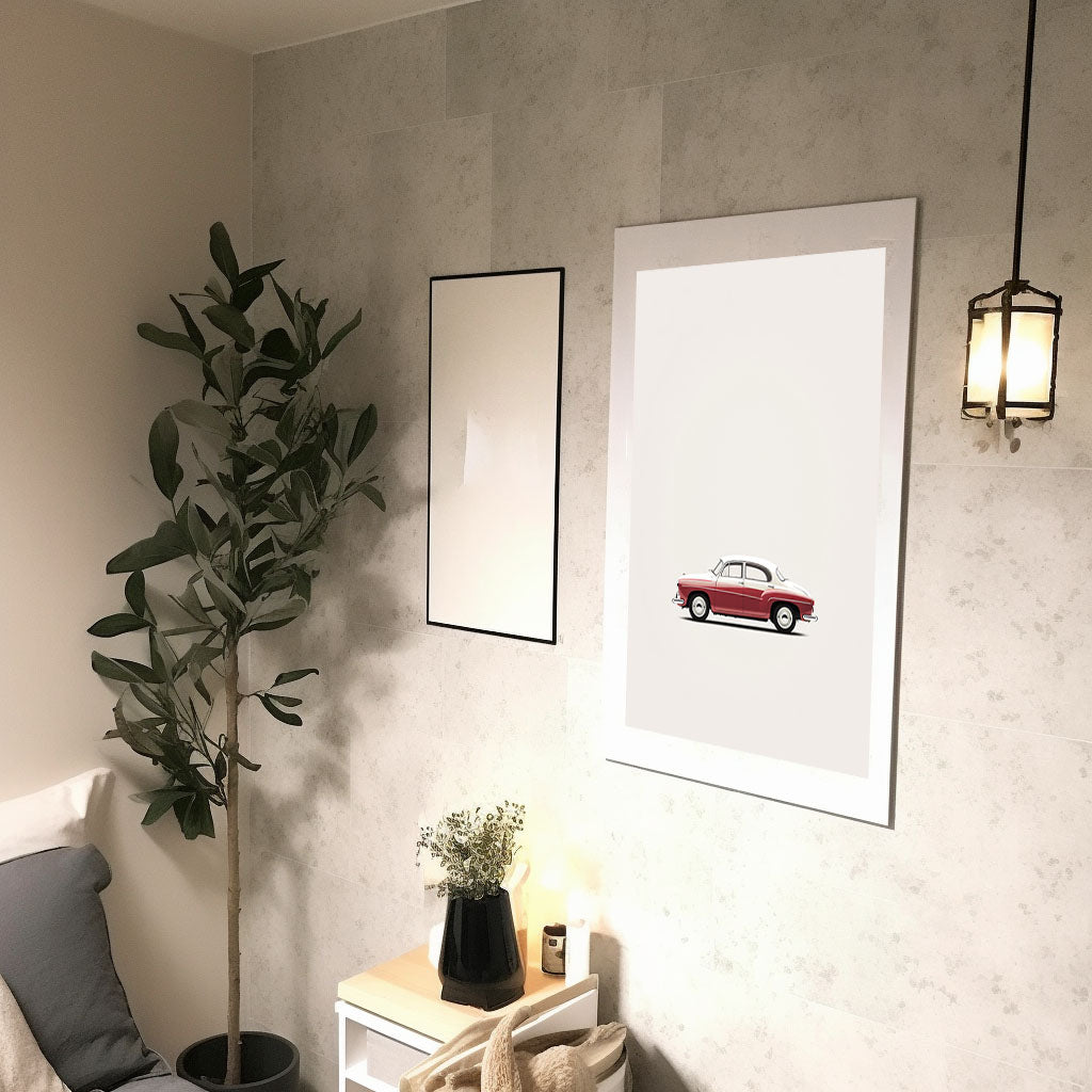 車のアートポスター廊下配置イメージ