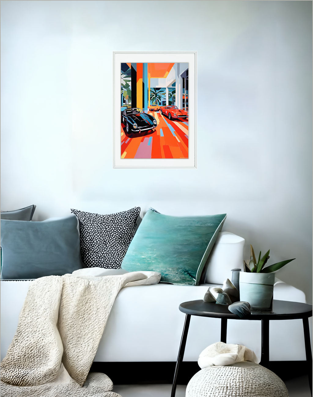 車のアートポスターソファ配置イメージ