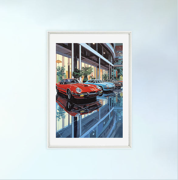 車のアートポスター白フレームあり