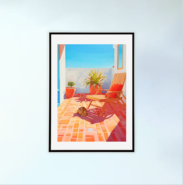 猫のアートポスター黒フレームあり