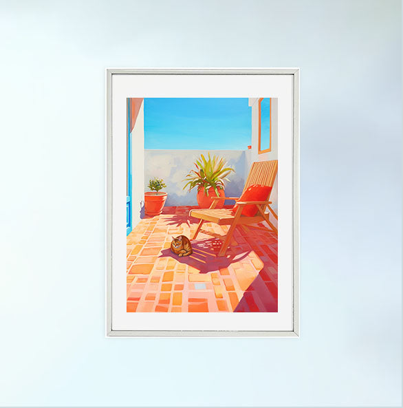 猫のアートポスター銀フレームあり