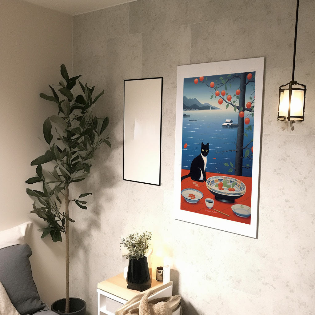猫のアートポスター廊下配置イメージ