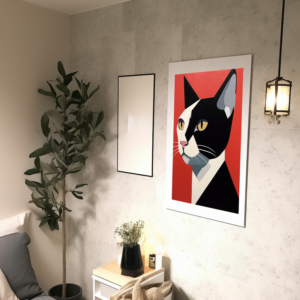 猫のアートポスター廊下配置イメージ