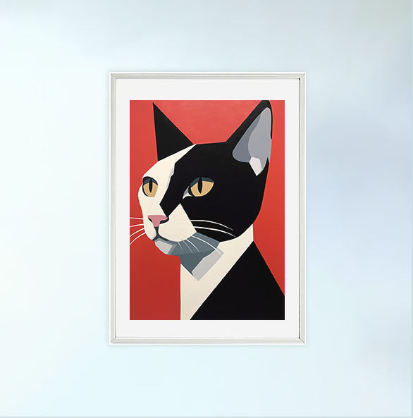 猫のアートポスター白フレームあり