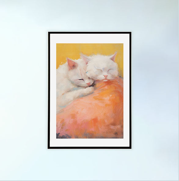 猫のアートポスター黒フレームあり