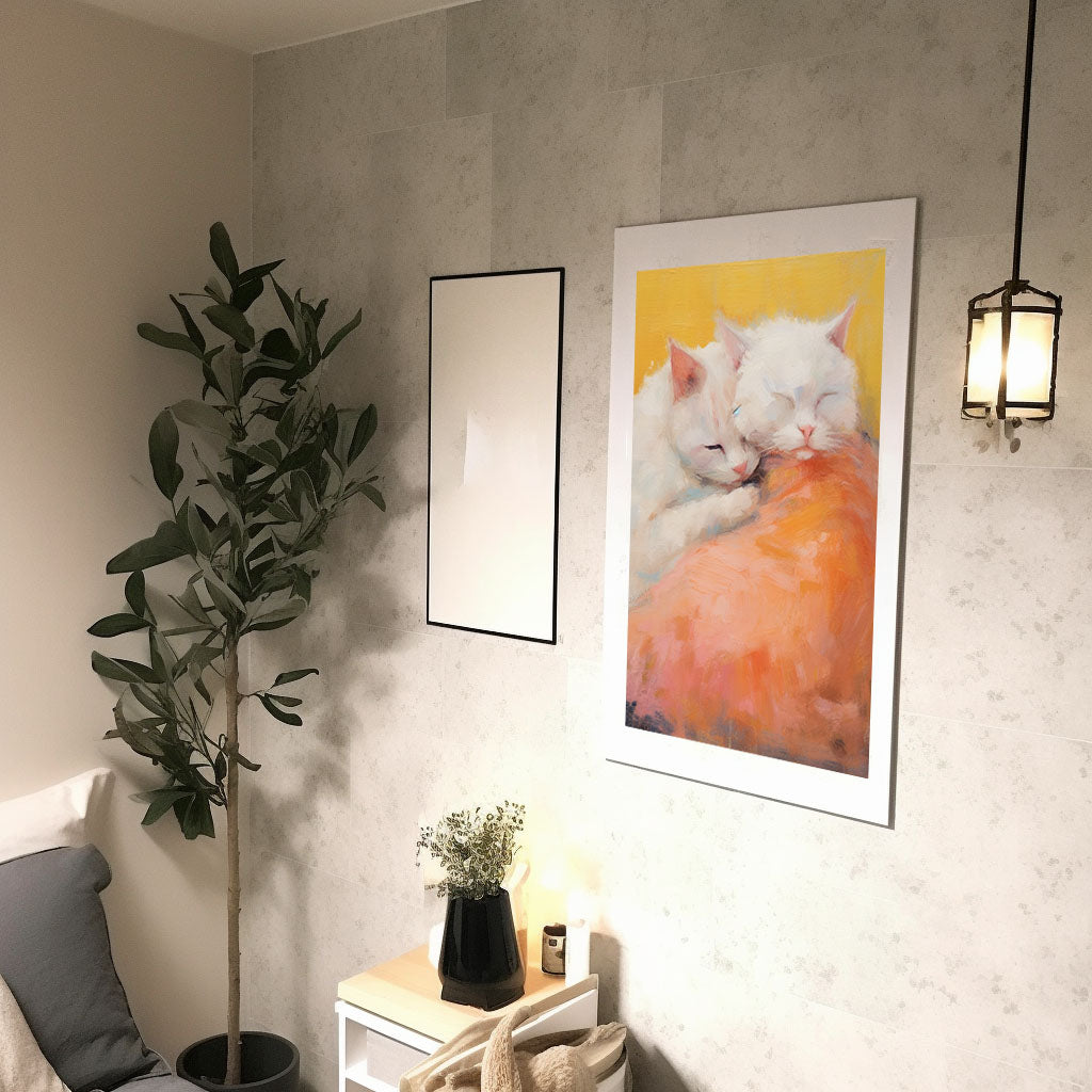 猫のアートポスター廊下配置イメージ