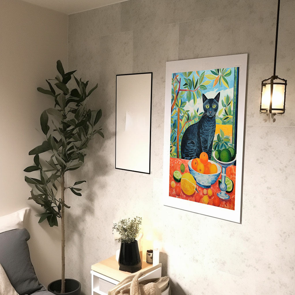 猫のアートポスター廊下配置イメージ