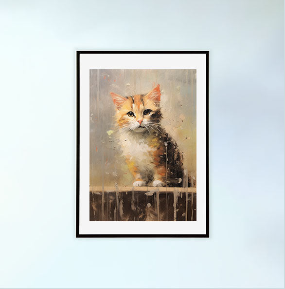 猫のアートポスター黒フレームあり