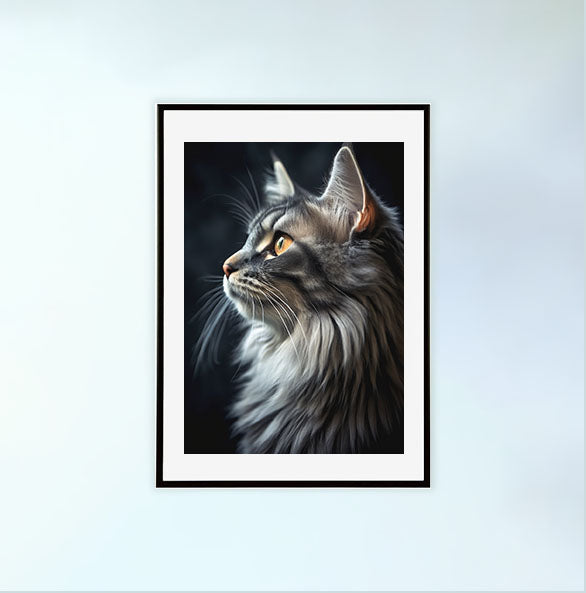 猫のアートポスター黒フレームあり