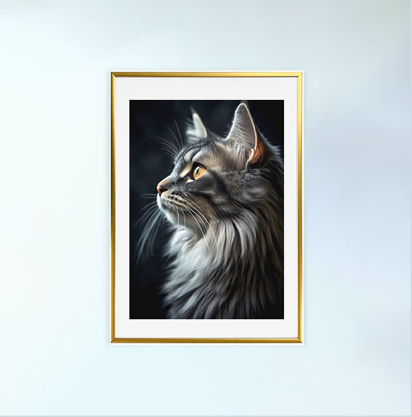 猫のアートポスター金フレームあり