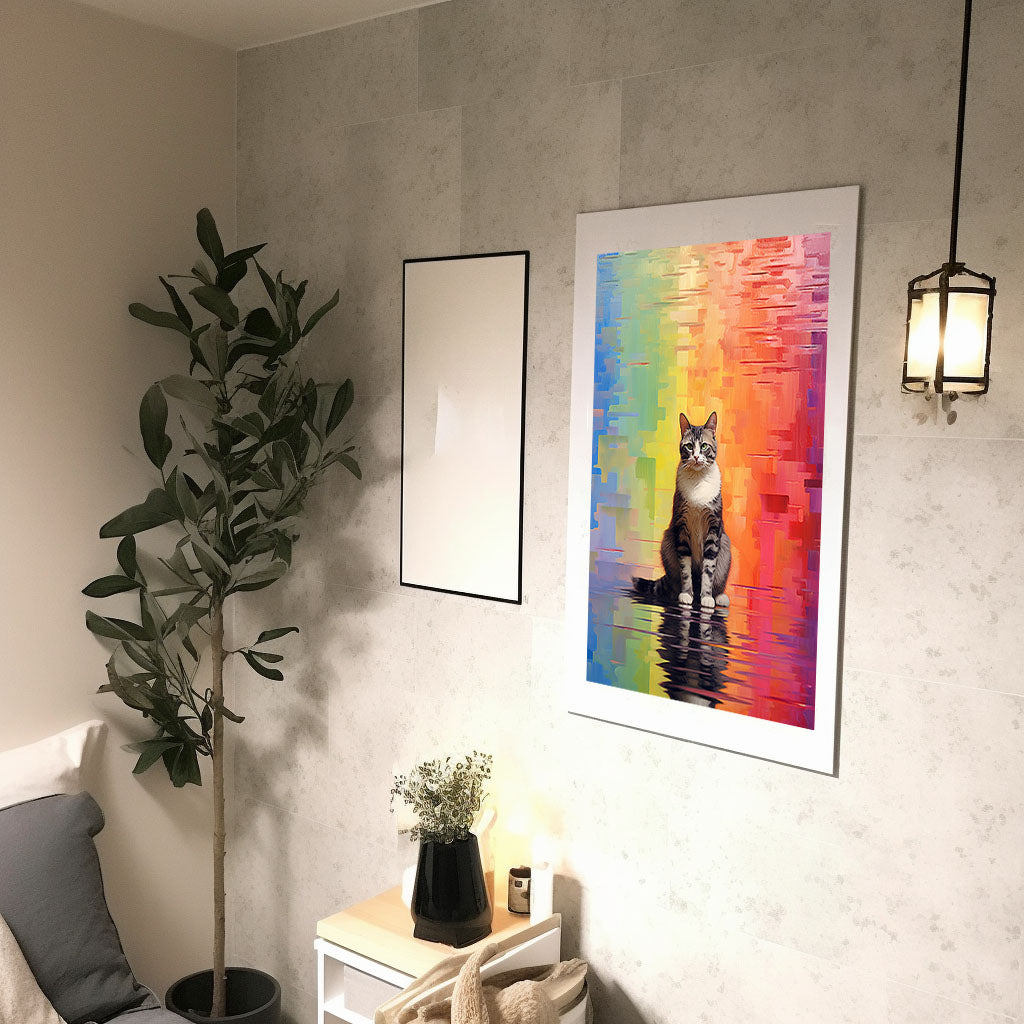 猫のアートポスター廊下配置イメージ