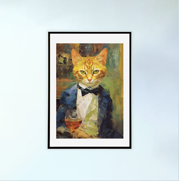 猫のアートポスター黒フレームあり