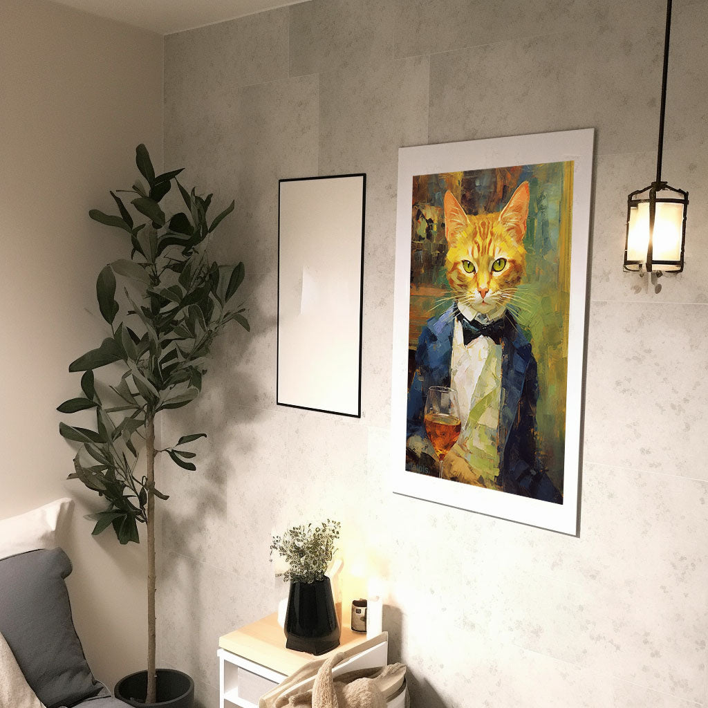 猫のアートポスター廊下配置イメージ