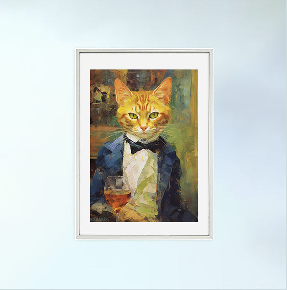 猫のアートポスター銀フレームあり