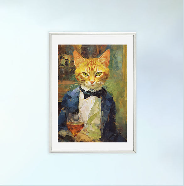 猫のアートポスター白フレームあり