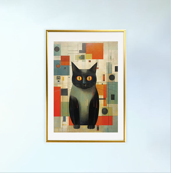 猫のアートポスター金フレームあり