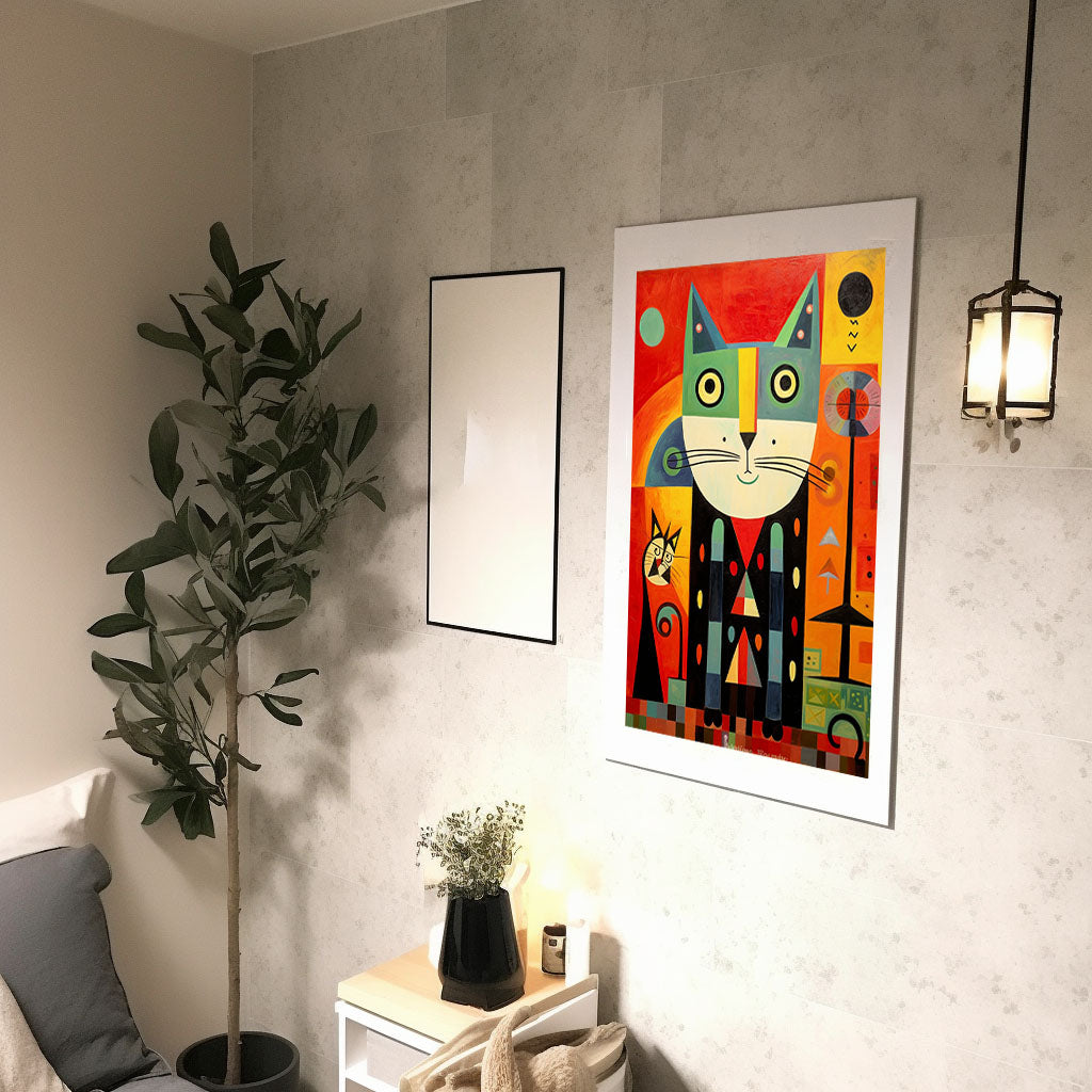 猫のアートポスター廊下配置イメージ
