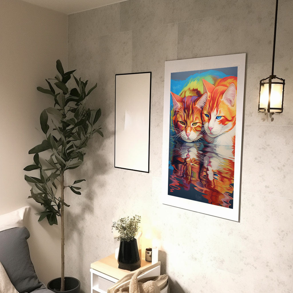猫のアートポスター廊下配置イメージ