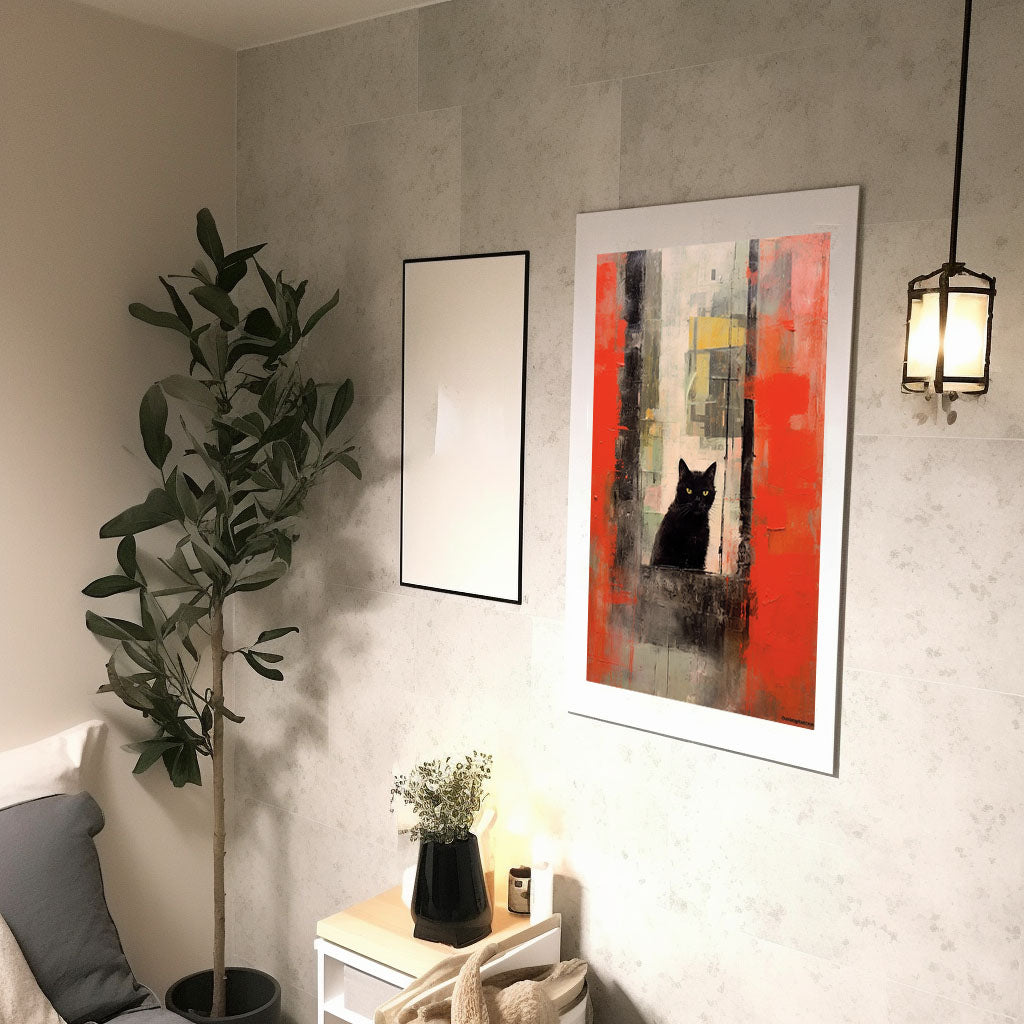 猫のアートポスター廊下配置イメージ