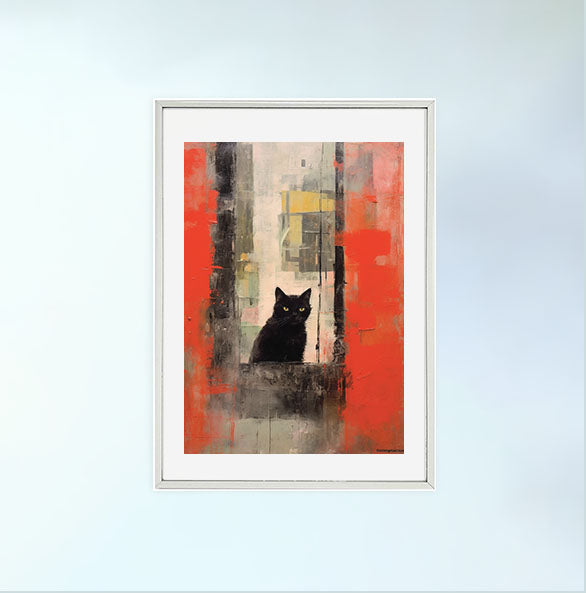猫のアートポスター銀フレームあり