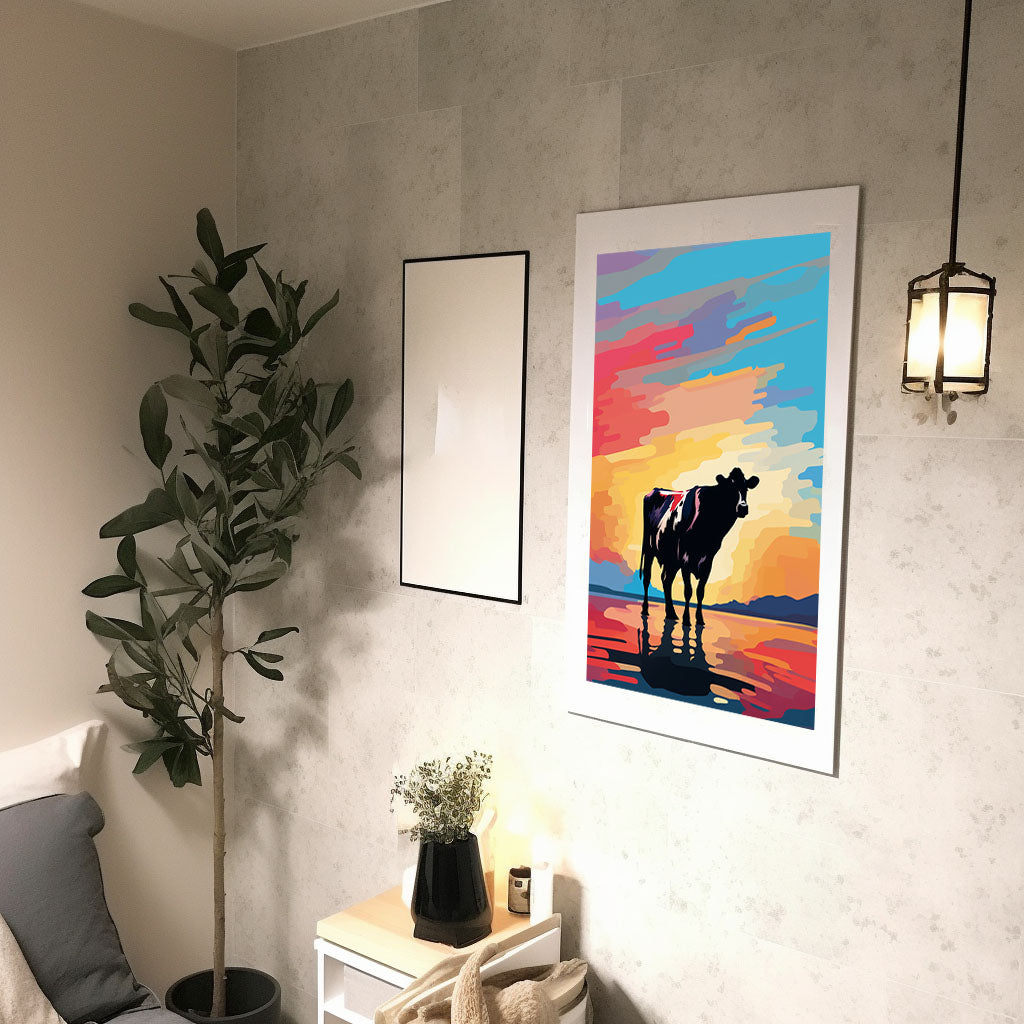 牛のアートポスター廊下配置イメージ