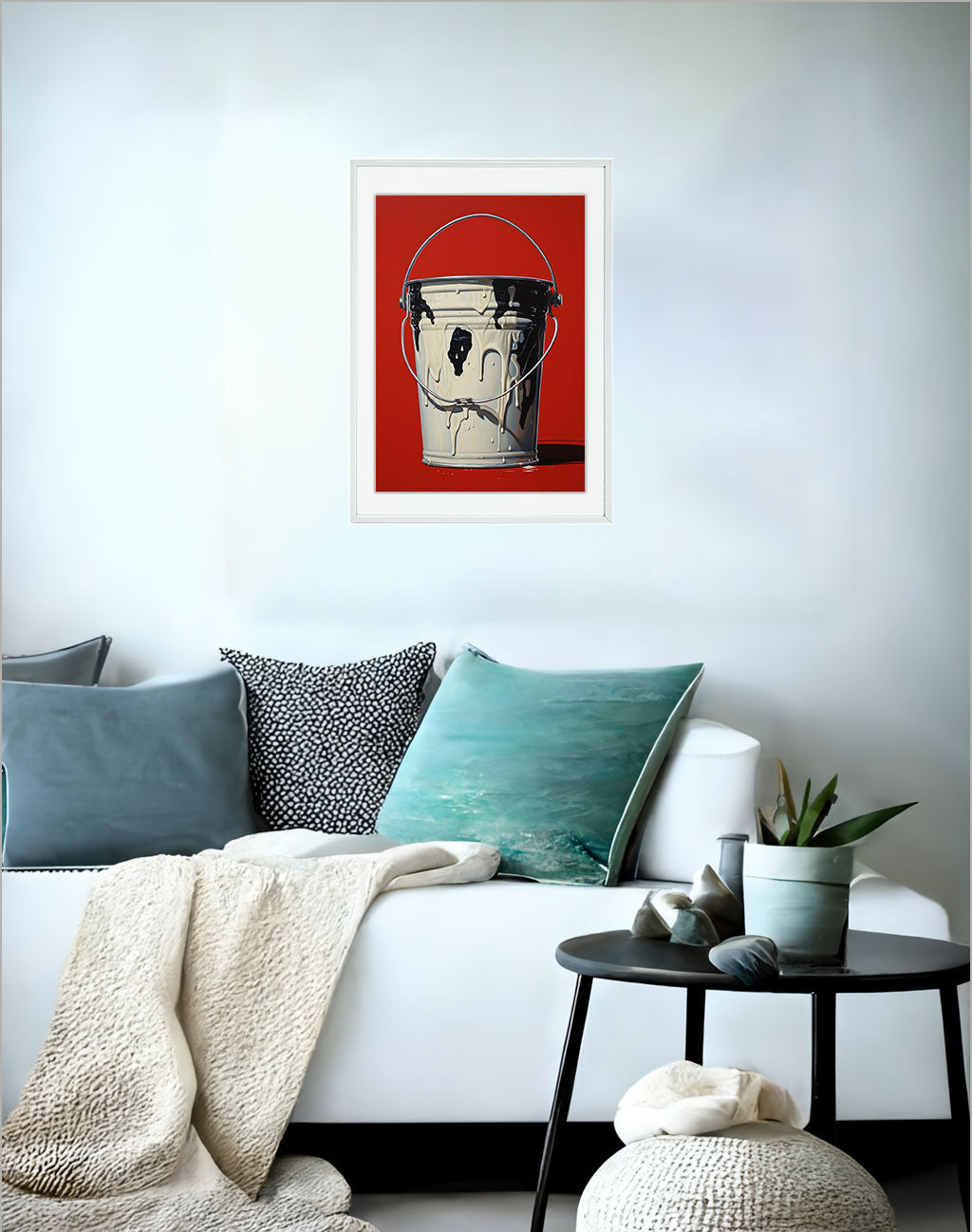 牛のアートポスターソファ配置イメージ