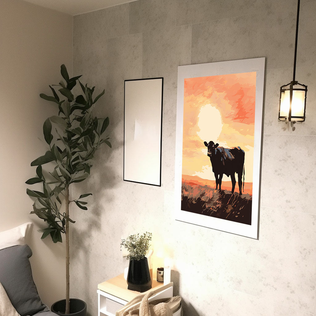 牛のアートポスター廊下配置イメージ