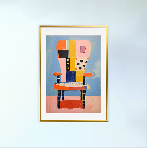 椅子のアートポスター金フレームあり