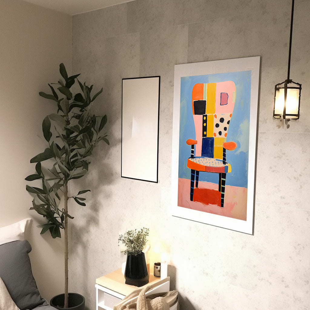 椅子のアートポスター廊下配置イメージ