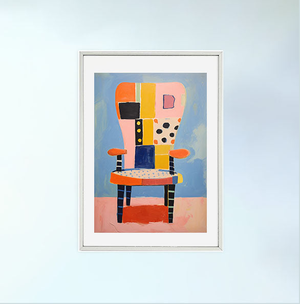 椅子のアートポスター銀フレームあり