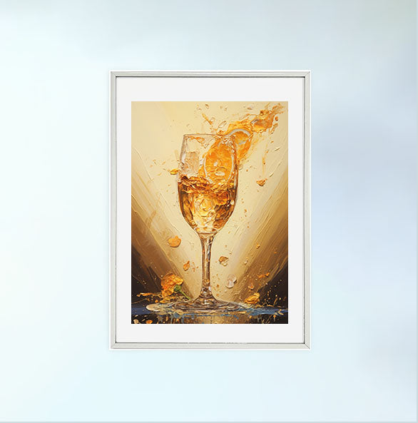 シャンパンのアートポスター銀フレームあり