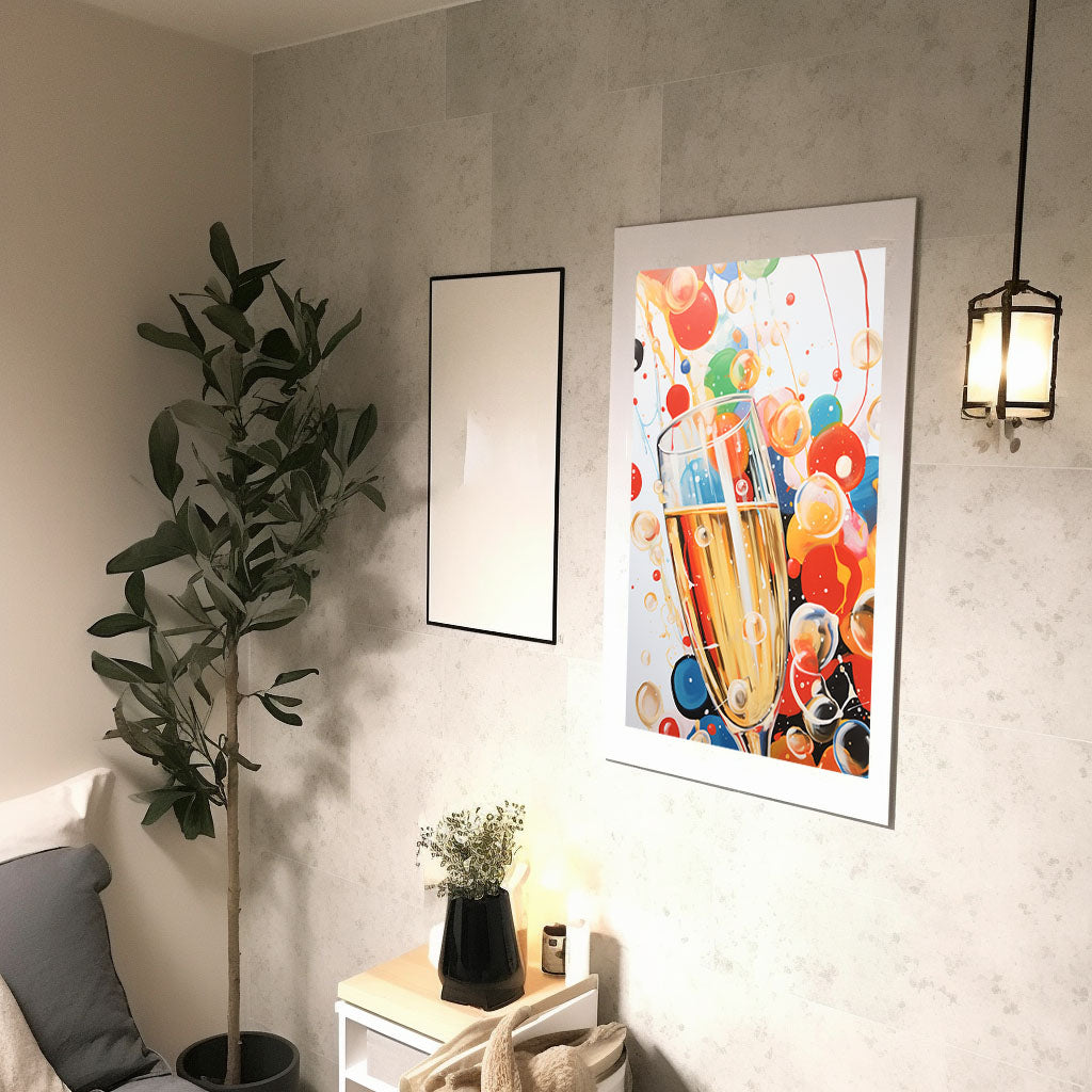 シャンパンのアートポスター廊下配置イメージ