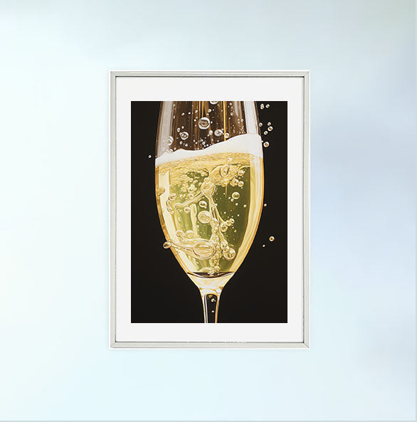 シャンパンのアートポスター銀フレームあり