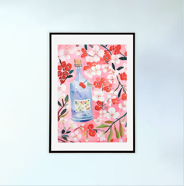 桜のアートポスター黒フレームあり