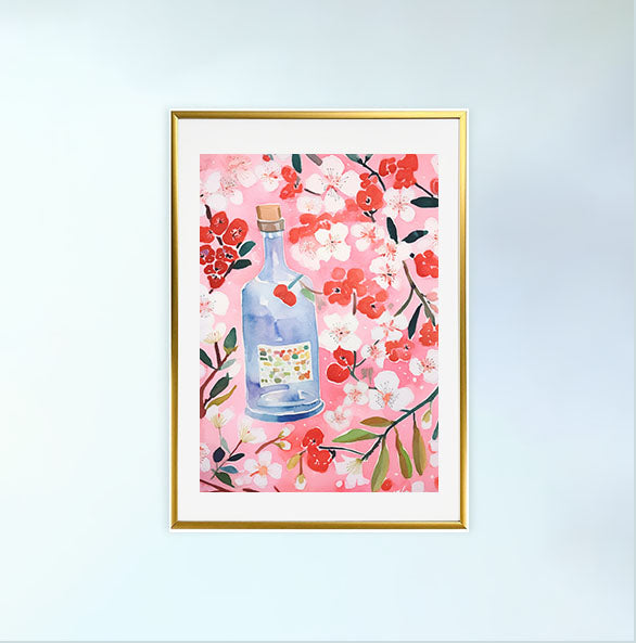 桜のアートポスター金フレームあり