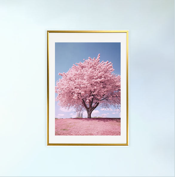 桜のアートポスター金フレームあり