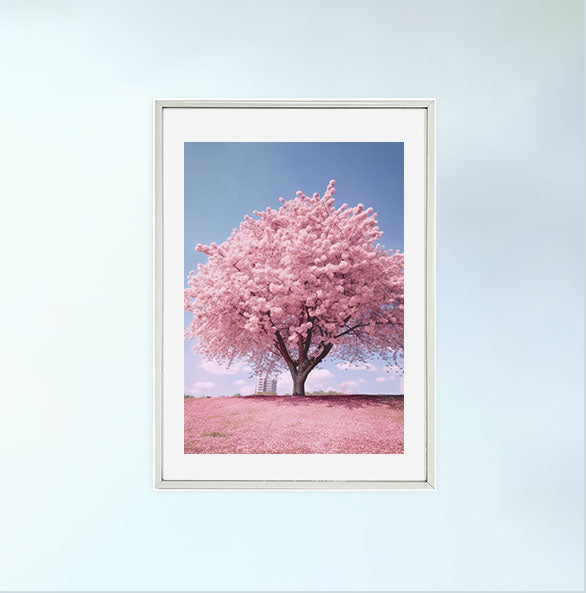 桜のアートポスター銀フレームあり