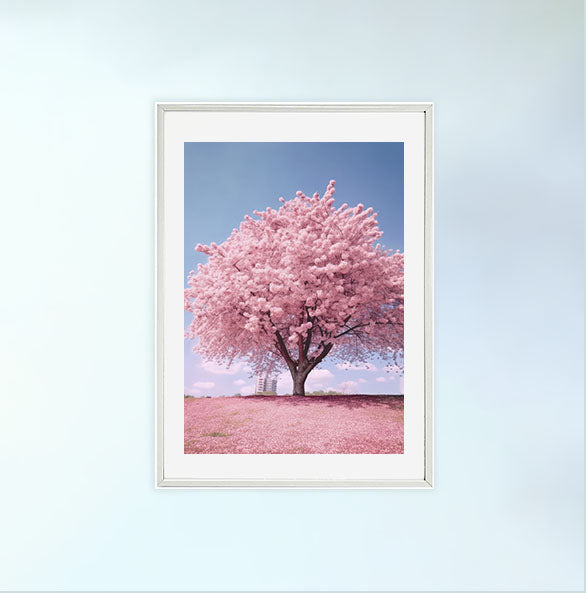 桜のアートポスター白フレームあり