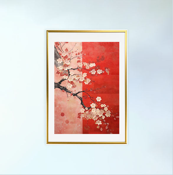 桜のアートポスター金フレームあり